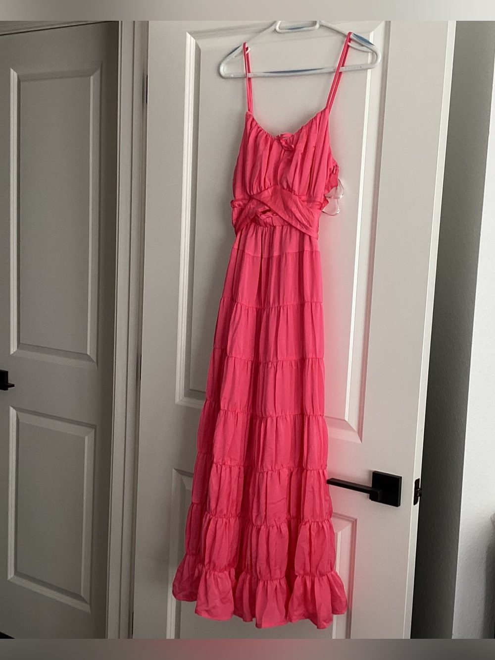 the clothing company Dragon Fruit Pink Tiered Maxi Dress